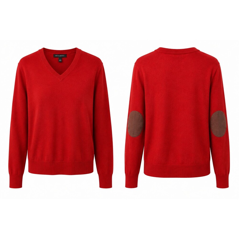Banana Republic V-Neck Long Sleeve Red Sweater Size L Preppy Academia Collegiate